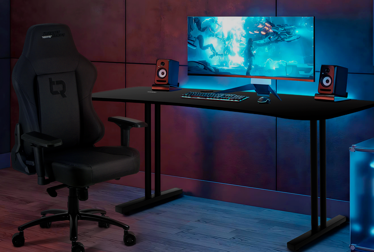 Green Stazzione GAMING DESK With LED Lighting - Turismo Racing